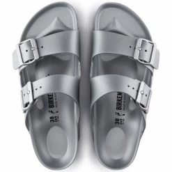Best Pirce 👏 Birkenstock Arizona Essentials Metallic Silver 😉 -men-sandals Shop 1003491 top