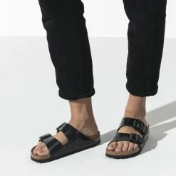 Brand new 🔔 Birkenstock Arizona Birko-Flor Patent Black Patent 🎁 -men-sandals Shop 1005292 f closeup f