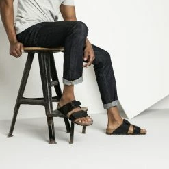 Best Sale 👍 Birkenstock Rotterdam Micro Fibre Black 🛒 -men-sandals Shop 1009274 f closeup m