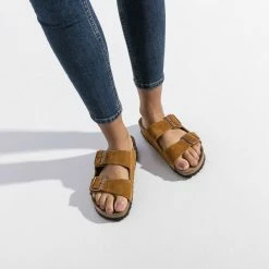 Wholesale 🤩 Birkenstock Arizona Suede Leather Mink ⌛ -men-sandals Shop 1009527 f closeup f