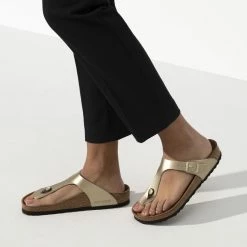 Budget 🔔 Birkenstock Gizeh Birko-Flor Gold ⭐ -men-sandals Shop 1016108 f closeup f