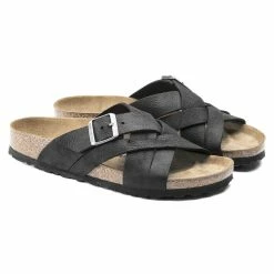 Promo 👍 Birkenstock Lugano Oiled Leather Camberra Old Black ❤️ -men-sandals Shop 1017465 pair
