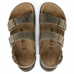 Budget ✨ Birkenstock Milano Oiled Leather Faded Khaki 🔥 -men-sandals Shop 1018427 top