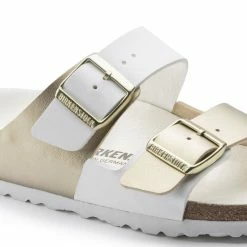 Deals 💯 Birkenstock Arizona Birko-Flor White/Gold ✔️ -men-sandals Shop 1019996 detail 1
