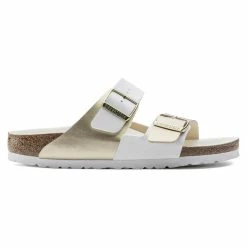 Deals 💯 Birkenstock Arizona Birko-Flor White/Gold ✔️ -men-sandals Shop 1019996 side