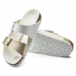 Deals 💯 Birkenstock Arizona Birko-Flor White/Gold ✔️ -men-sandals Shop 1019996 sole