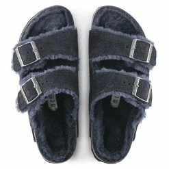 Wholesale ⭐ Birkenstock Arizona Shearling Suede Leather Midnight 👏 -men-sandals Shop 1020583 top