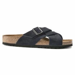 Top 10 🎁 Birkenstock Lugano Suede Leather Midnight 👍 -men-sandals Shop 1020935 side