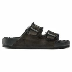 Budget 🧨 Birkenstock Arizona Shearling Suede Leather Mocha/Black ❤️ -men-sandals Shop 1021046 side