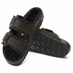 Budget 🧨 Birkenstock Arizona Shearling Suede Leather Mocha/Black ❤️ -men-sandals Shop 1021046 sole