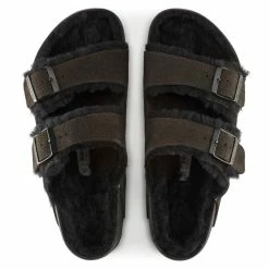 Budget 🧨 Birkenstock Arizona Shearling Suede Leather Mocha/Black ❤️ -men-sandals Shop 1021046 top