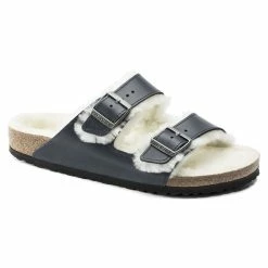 Best Sale ❤️ Birkenstock Arizona Shearling Oiled Leather Navy 😉