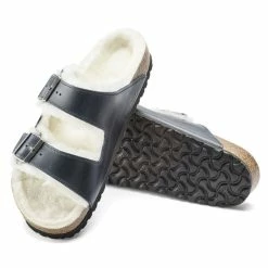 Best Sale ❤️ Birkenstock Arizona Shearling Oiled Leather Navy 😉 -men-sandals Shop 1021063 sole