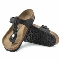 Best Sale 🤩 Birkenstock Gizeh Oiled Leather Black 🎁 -men-sandals Shop 1021349 sole