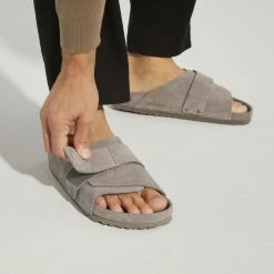 New 😍 Birkenstock Kyoto Suede Leather Gray Taupe ⭐ -men-sandals Shop 1022316 detail 8