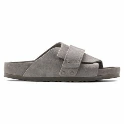 New 😍 Birkenstock Kyoto Suede Leather Gray Taupe ⭐ -men-sandals Shop 1022329 side