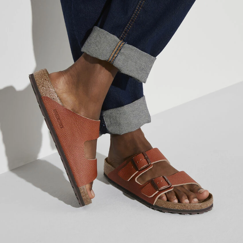 New ⌛ Birkenstock Arizona Embossed Natural Leather Ginger Brown ⌛ 4 New ⌛ Birkenstock Arizona Embossed Natural Leather Ginger Brown ⌛ - Image 4