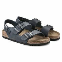 Best Sale 💯 Birkenstock Milano BS Natural Leather Midnight ✔️ -men-sandals Shop 1022481 pair