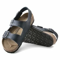 Best Sale 💯 Birkenstock Milano BS Natural Leather Midnight ✔️ -men-sandals Shop 1022481 sole