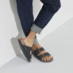 Cheapest 🛒 Birkenstock Arizona Microfibre Desert Dust Indigo Blue ⭐ -men-sandals Shop 1023116 f closeup m