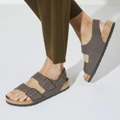 Buy 🔥 Birkenstock Milano BS Birko-Flor Chocolate 🤩 -men-sandals Shop 1023136 f closeup m