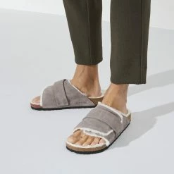Flash Sale ✨ Birkenstock Kyoto Suede Leather Stone Coin 🤩 -men-sandals Shop 1023197 f closeup m