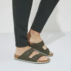 Deals 😉 Birkenstock Arizona Birko-Flor Green 😉 12 Deals 😉 Birkenstock Arizona Birko-Flor Green 😉 -men-sandals Shop 1023585 f closeup m