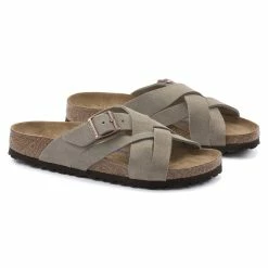 Coupon 🎁 Birkenstock Lugano Suede Leather Taupe 💯 -men-sandals Shop 1024513 pair