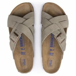 Coupon 🎁 Birkenstock Lugano Suede Leather Taupe 💯 -men-sandals Shop 1024513 top