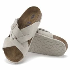 Brand new 🌟 Birkenstock Lugano Suede Leather Antique White 🎁 -men-sandals Shop 1024534 sole