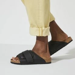 Outlet 🥰 Birkenstock Kyoto Padded Natural Leather Puff Pack Black 👍 -men-sandals Shop 1024623 f closeup m