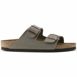 Hot Sale 🌟 Birkenstock Arizona Birko-Flor Nubuck Stone ❤️ -men-sandals Shop 151213 side