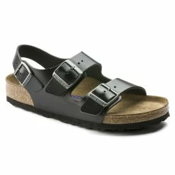 Flash Sale 🧨 Birkenstock Milano Real Leather Soft Footbed Amalfi Black 🔔