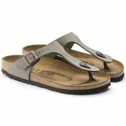 Brand new 🌟 Birkenstock Gizeh Birko-Flor Nubuck Stone Stone 🔥 -men-sandals Shop 43393 pair