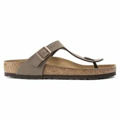 Best Sale 👏 Birkenstock Gizeh Birko-Flor Nubuck Mocha 🥰 -men-sandals Shop 43753 side