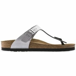 Best Sale 👏 Birkenstock Gizeh Birko-Flor Silver 🔥 -men-sandals Shop 43853 side