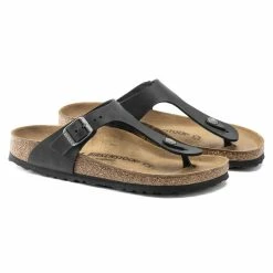 Wholesale ✨ Birkenstock Gizeh Oiled Leather Black ⭐ -men-sandals Shop 845251 pair