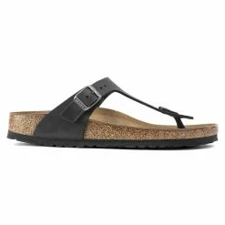 Wholesale ✨ Birkenstock Gizeh Oiled Leather Black ⭐ -men-sandals Shop 845251 side