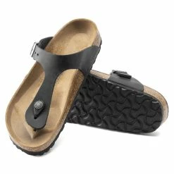 Wholesale ✨ Birkenstock Gizeh Oiled Leather Black ⭐ -men-sandals Shop 845251 sole